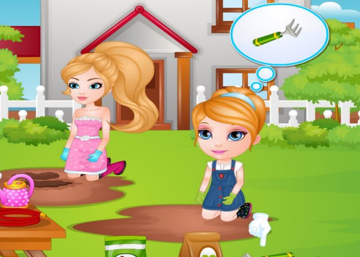 Petite Barby apprend le jardinage