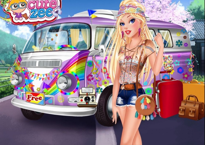 Princesses hippie en van