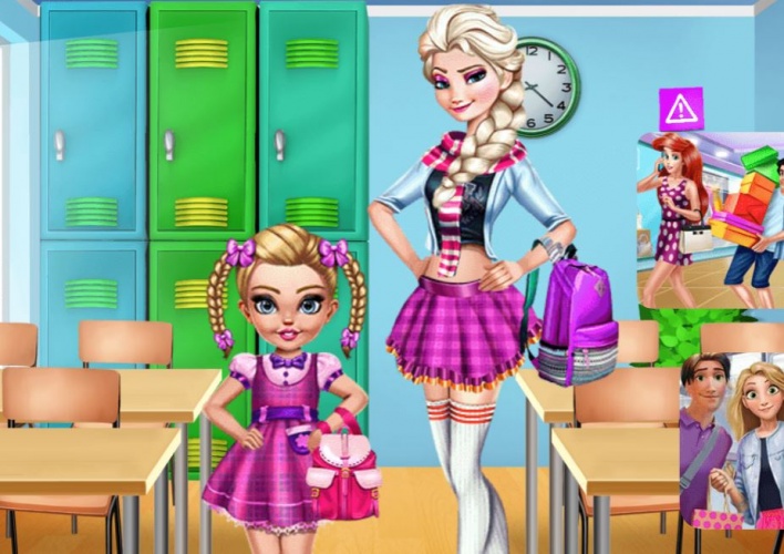 Elsa et sa fille à l'école