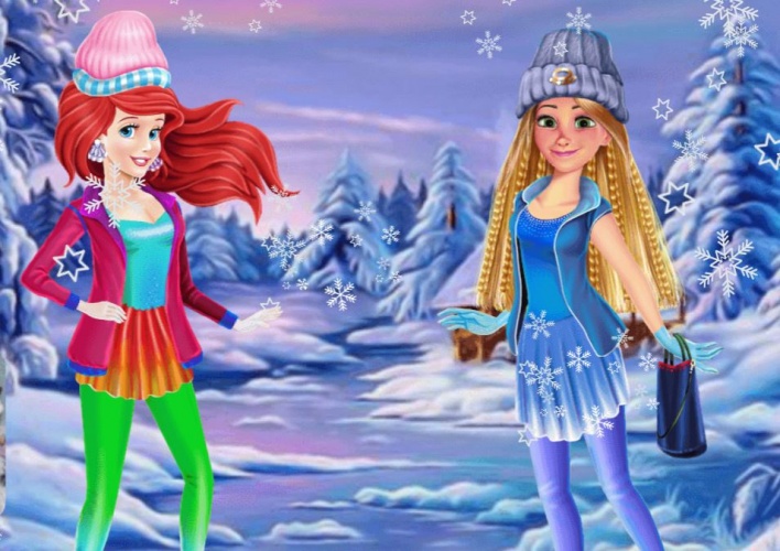 Ariel et Raiponce à la patinoire