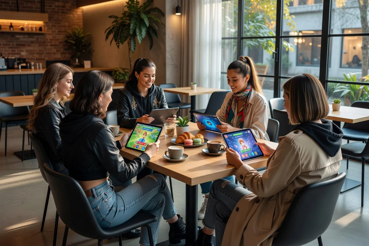 Fille jouant à un jeu de fille gratuit sur tablette