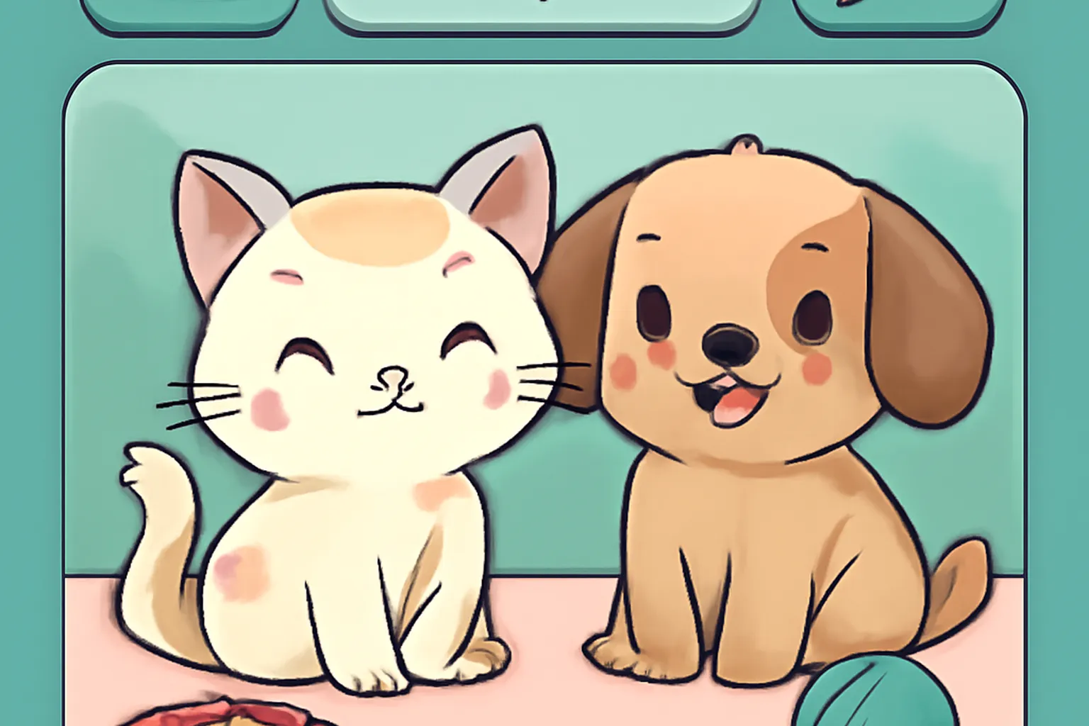 Interface d'un jeu d'animaux de compagnie virtuels